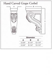 Hand Carved Grape Corbel