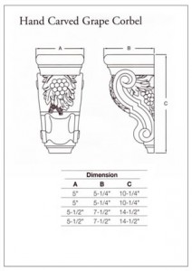 Hand Carved Grape Corbel