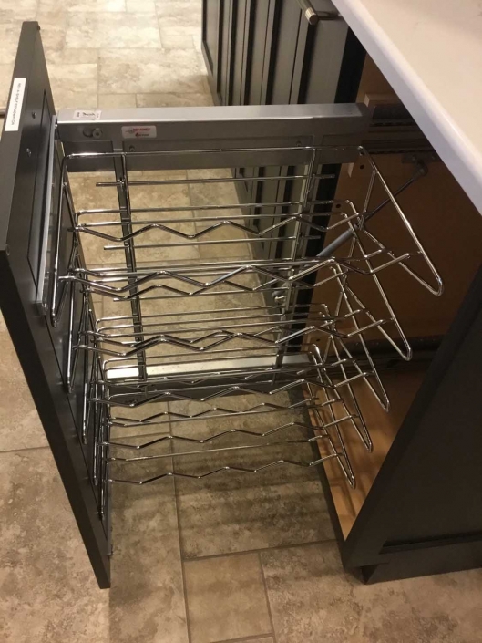 Custom kitchen cabinet pull out wine rack