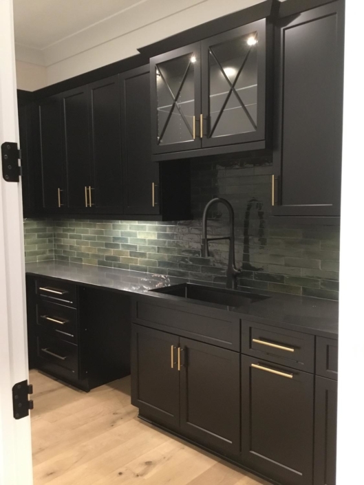 Custom Kitchen Cabinets in black finish by Noles Cabinets